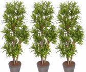 3x Groene dracaena reflexa kunstplant 120 cm voor binnen - kunstplanten/nepplanten/binnenplanten