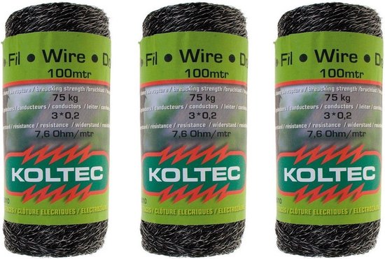 Koltec Zwart schrikdraad 250m ca. 2mm