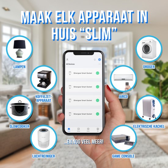 Silvergear Slimme WiFi Stekker - Timer, Schakelaar & Energiemeter x6