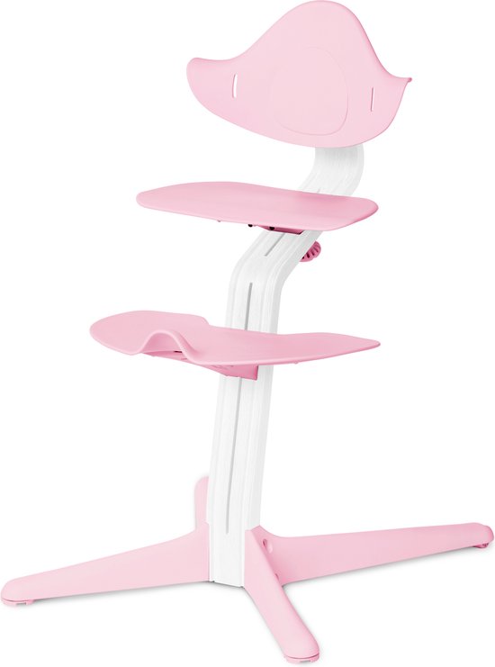 Stokke NOMI highchair meegroeistoel - Basis eiken wit gelakt en stoel pale pink