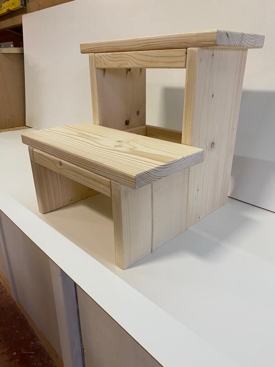 AGluxury Keukentrap - opstapje - Steigerhout - onbehandeld