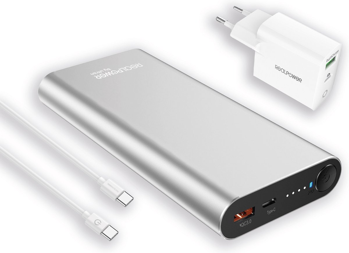 RealPower 408097 powerbank Lithium-Ion (Li-Ion) 20000 mAh Aluminium