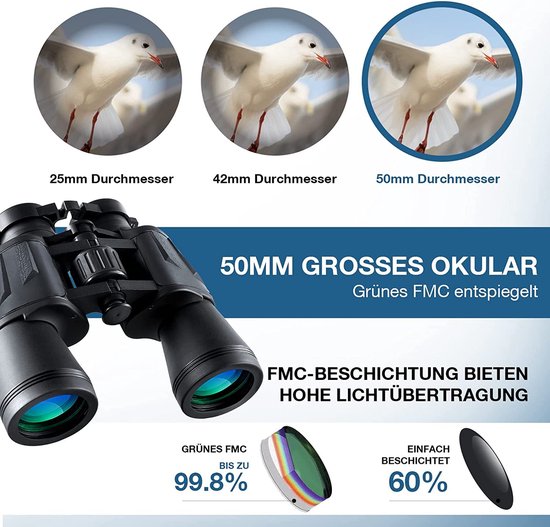 Jumelles 12x42 Warmax - Étanches, Prismes BAK-4 - Observation Oiseaux, Randonnée, Chasse - Champ 112 M