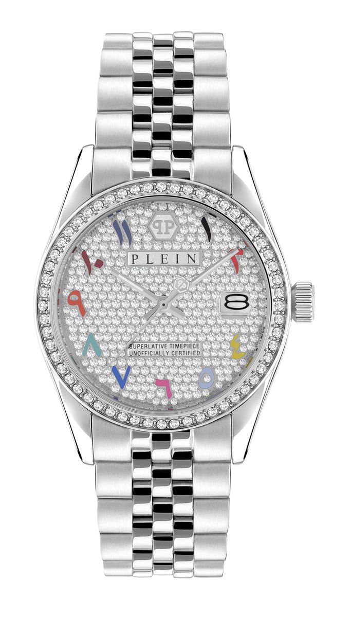 Philipp Plein Date Superlative PWYAA0723 Horloge - Staal - Zilverkleurig - Ø 34 mm