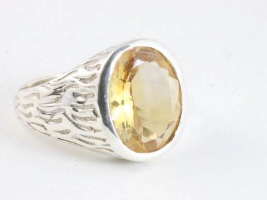 Gerecycleerd stalen goldplated herenring met zirkonia | Lucardi-BE