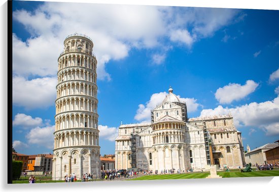 WallClassics - Canvas - Toeristische Toren van Pisa in Italië - 120x80 cm Foto op Canvas Schilderij (Wanddecoratie op Canvas)