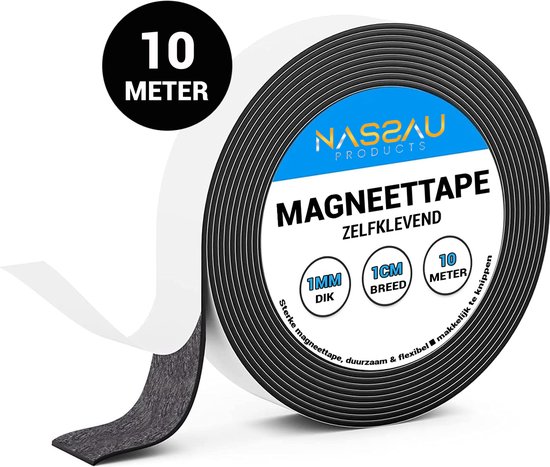 Nassauproducts® - Magneetband met Plakstrip - 10 Meter Lang - Magneetstrip  - Magneet... | bol.com