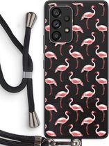 Case Company® - Hoesje met koord geschikt voor Samsung Galaxy A53 5G hoesje met Koord - Flamingo - Telefoonhoesje met Zwart Koord - Bescherming aan alle Kanten en Over de Schermrand