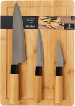 Absolu Chic | Messenset met snijplank | 3 Messen inclusief 25 x 35 CM Bamboe snijplank | Vocht- en Schokbestendig | FSC®-gecertificeerd hout