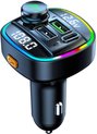 FM Transmitter Bluetooth - Autolader - Draadloze Carkit - RGB Light - 2x Fastcharger USB Poort - USB-C Poort - Handsfree Bellen - Voor Alle Telefoons - FM Transmitter Auto - Bluetooth 5.0