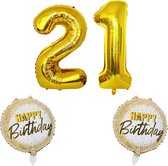 21 Jaar Verjaardag Versiering - XL Cijfers 80cm - Verjaardag Ballonnen- Goud