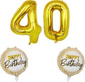 40 Jaar Verjaardag Versiering - XL Cijfers 80cm - Verjaardag Ballonnen- Goud