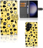 Wallet Book Case met Pasjeshouder Geschikt voor Samsung Galaxy S23 Ultra Hoesje Punk Yellow