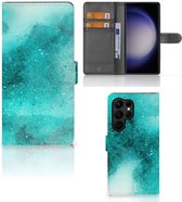 GSM Hoesje Geschikt voor Samsung Galaxy S23 Ultra Fotohoesje Painting Blue