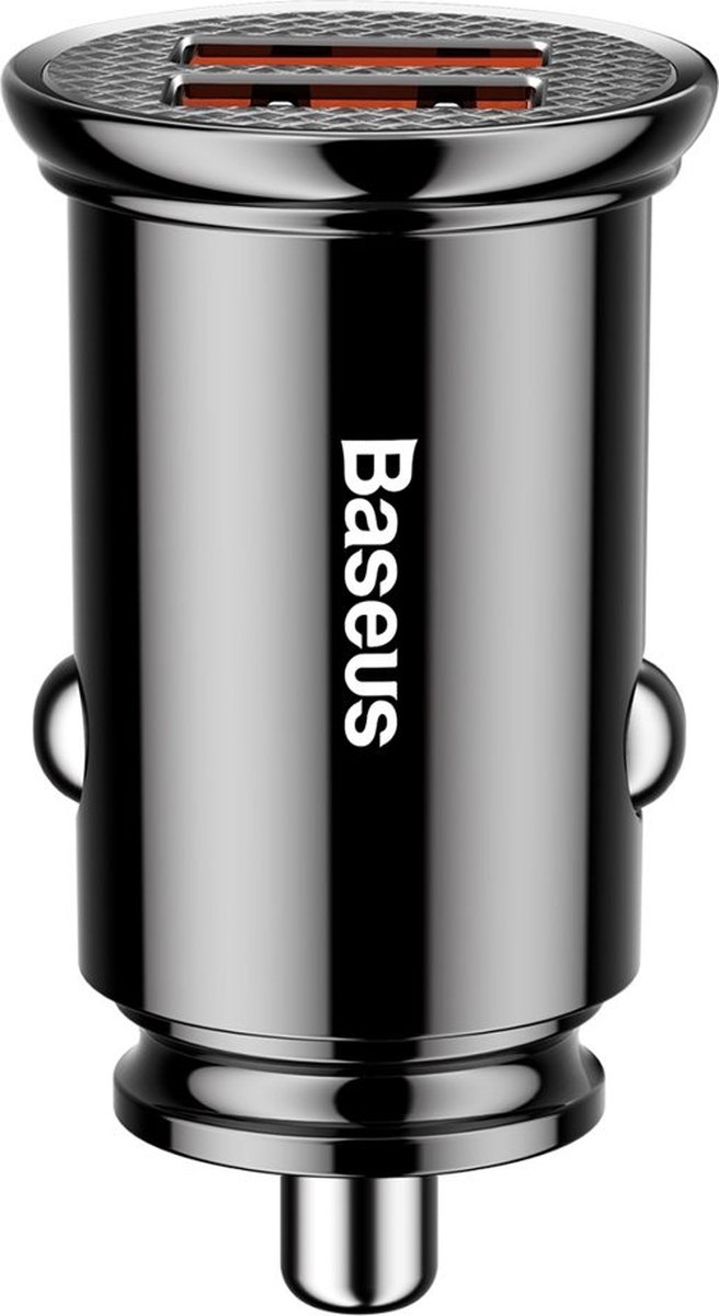 Baseus autolader 2x USB QC3.0 30W zwart