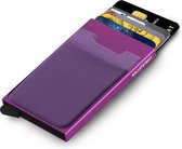 Walletstreet Uitschuifbare Pasjeshouder Plus 2 - Walletstreet Aluminium Creditcardhouder Card Protector Anti-Skim/ RFID Card Protector 7 Pasjes – Paars/Purple