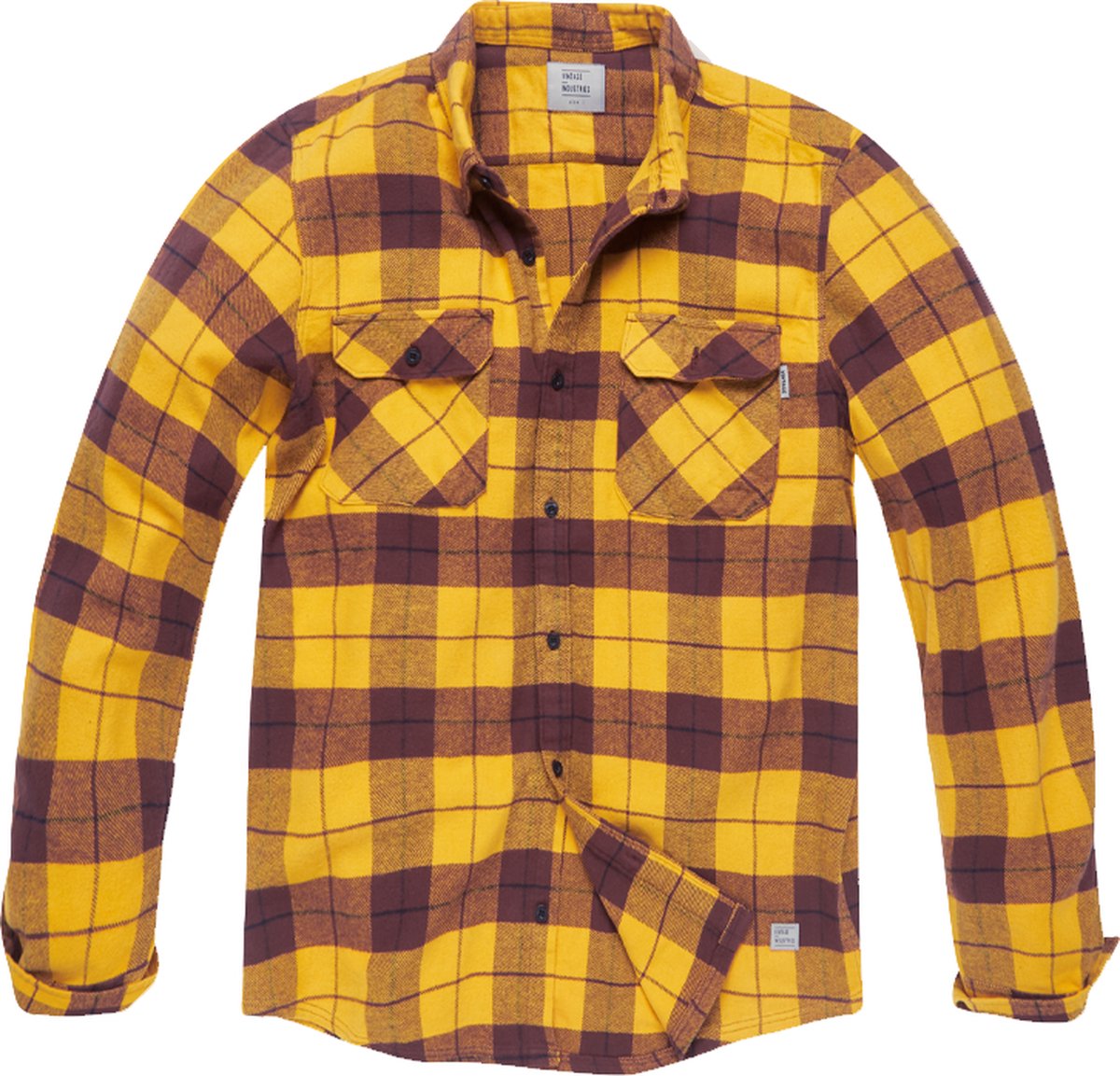 Vintage Industries Karohemd Sem Flannel Shirt Yellow Check -Sem-M