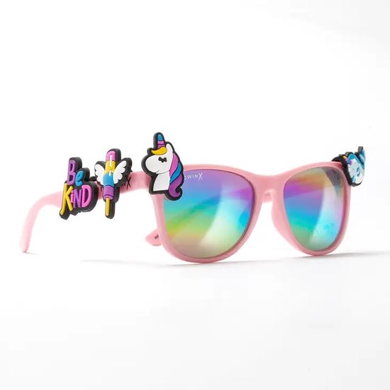 WildWinx - Unicorn Pink - Lunettes de soleil Kinder - lunettes de soleil pour enfants filles - à partir de 3 ans - protection UV400 - lunettes de soleil - breloques - vintage - hip - cool - design