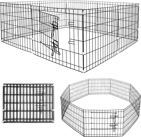 Springos Hondenbench - Hondenren - 160 x 60 cm – Zwart