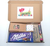 Verjaardag - brievenbus cadeau - Van harte gefeliciteerd - Milka Oreo - Popcorn - Mentos - Tum Tum - Cadeau