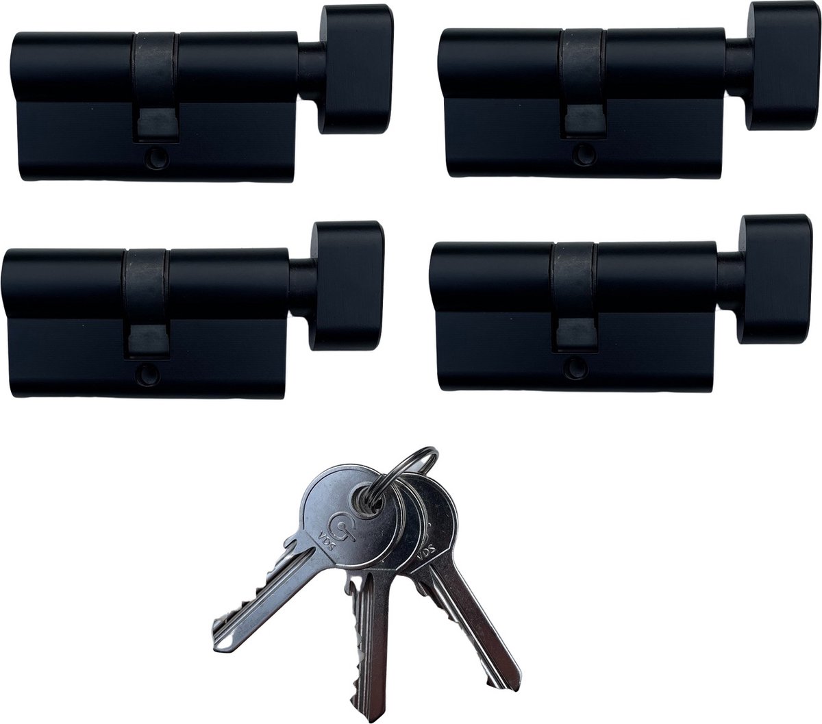 Knopcilinder VDS Security Zwart L-knop K30/30 per 4 stuks