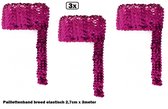 3x Paillettenband breed elastisch pink 2,7cm x 3 meter - Paillet thema party festival kleding feest