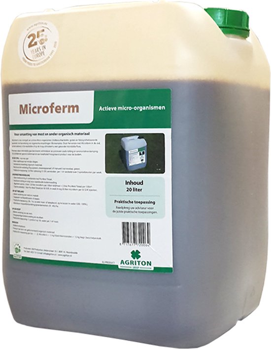 EM Agriton Microferm Prêt à l'emploi - Durabilité - Améliorateur de sol organique et accélérateur de compost - Fermentation - Améliore la fertilité des sols - 20 Litres