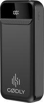 GØDLY® - Powerbank 20.000 mah - Ultra Snellader 22.5W! - Quick charge 4.0 - LED-display - USB, USB C & Micro USB - Toegestaan in vliegtuig - 12 Maanden Garantie - Zwart