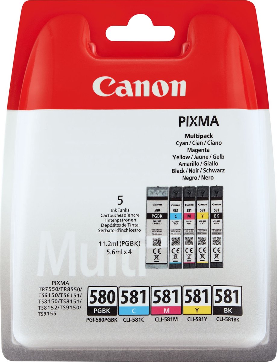 Canon PGI-580 & CLI-581 - Inktcartridge - 2x Zwart / Kleur + Retourzakje