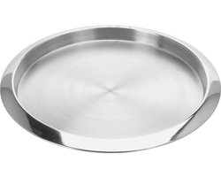 Professioneel stapelbaar koffie - dienblad model Astoria hoogglans en geborsteld Roestvrij staal Rond 35 cm.
