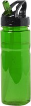 Waterfles/drinkfles/sportfles/bidon - groen transparant - kunststof - 650 ml - met drinktuit