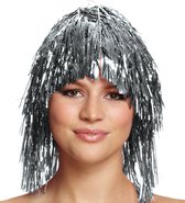 Perruque de costume en aluminium - clinquant - dames - argent - thème disco/années 80
