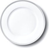 Decorline- Decorline - Set de 4 assiettes en plastique réutilisables de Premium - Wit avec bord Argent - 33 cm.
