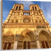 WallClassics - Hout - Vooraanzicht van de Notre Dame in Parijs - 80x80 cm - 9 mm dik - Foto op Hout (Met Ophangsysteem)