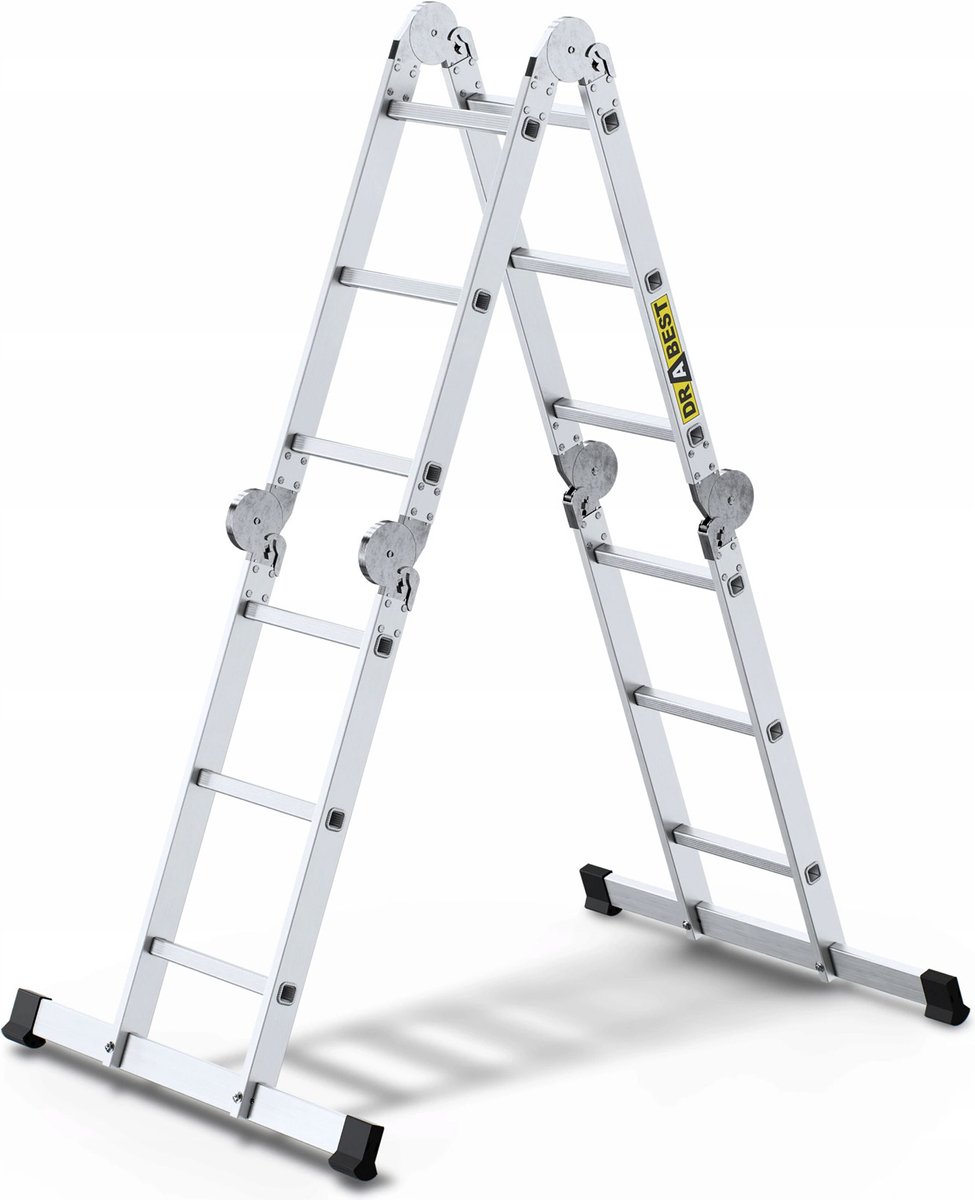Drabest - Multifunctionele ladder - 4 x 3 steps - inclusief werkplatform - Professionele kwaliteit
