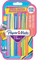 Paper Mate Flair-viltstiften | Medium punt (0,7 mm) | diverse Retrokleuren | 6 stuks