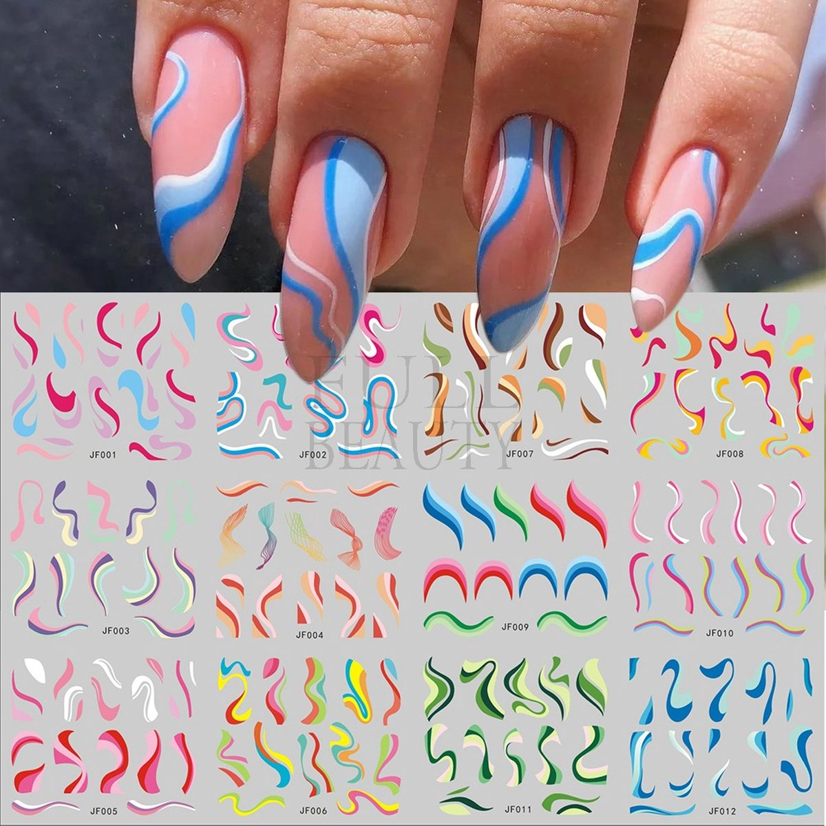 Goedkoopste 12 Stuks Nagelstickers – Swirls – Art Deco Swirls – Nail Art Stickers