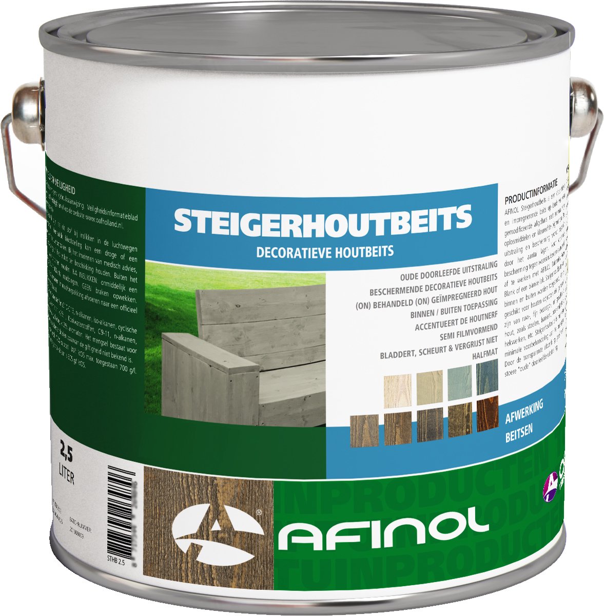 Afinol Steigerhoutbeits Vintage Wash 2,5 liter - Steigerhout Beits - 9 Trendy Kleuren - Steigerhout beschermen - Beschermt tegen vocht