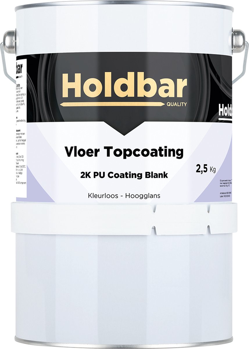 Holdbar Vloer Topcoating Hoogglans 2,5 kg - Vloerverf - Transparant - Glashelder - Vergeelt niet - Slijtvast - UV-bestendig - Voor binnen en buiten - 2 Componenten