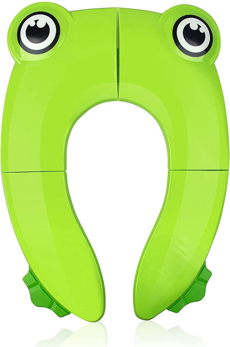 Opvouwbare toiletbril, draagbare toilettrainer voor kinderen, toiletbril, reispotje voor peuters met opbergtas, groene kikker
