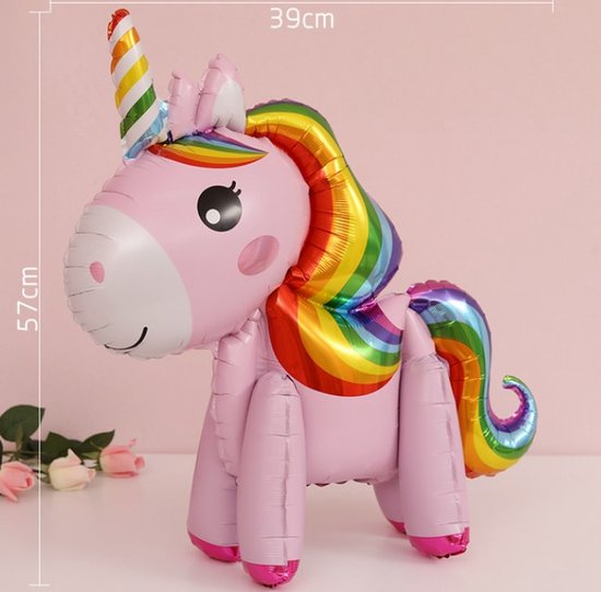 Unicorn Ballon Roze - Unicorn Rainbow - Unicorn Regenboog Kleuren - Folie Ballon Unicorn - Eenhoorn Ballon - Decoratie Verjaardag - 3D Ballon - Feest Versiering - Speelgoed Ballon – 1 Stuk