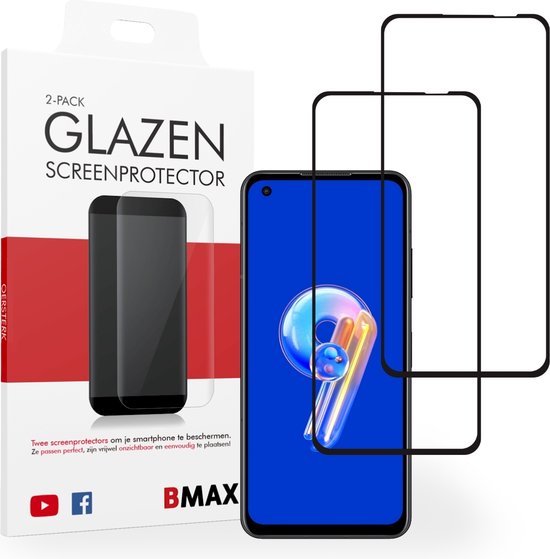 2pack BMAX Asus Zenfone 9 Screenprotector Full Cover gehard glas