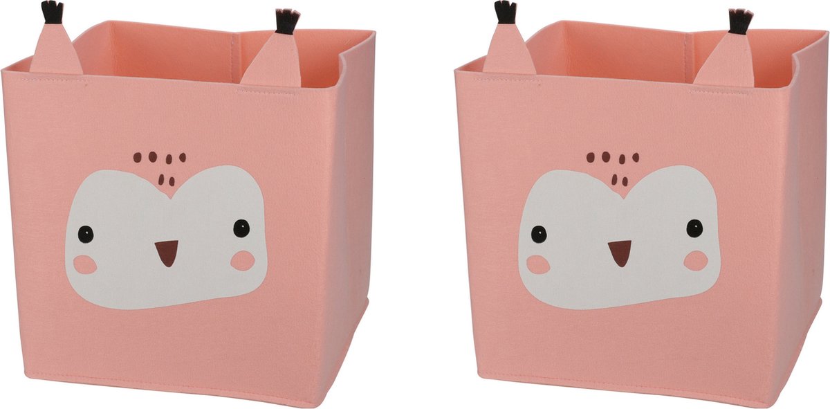 Opbergmand vilt kinderkamer - 2x stuks - dieren thema uil - 32 cm