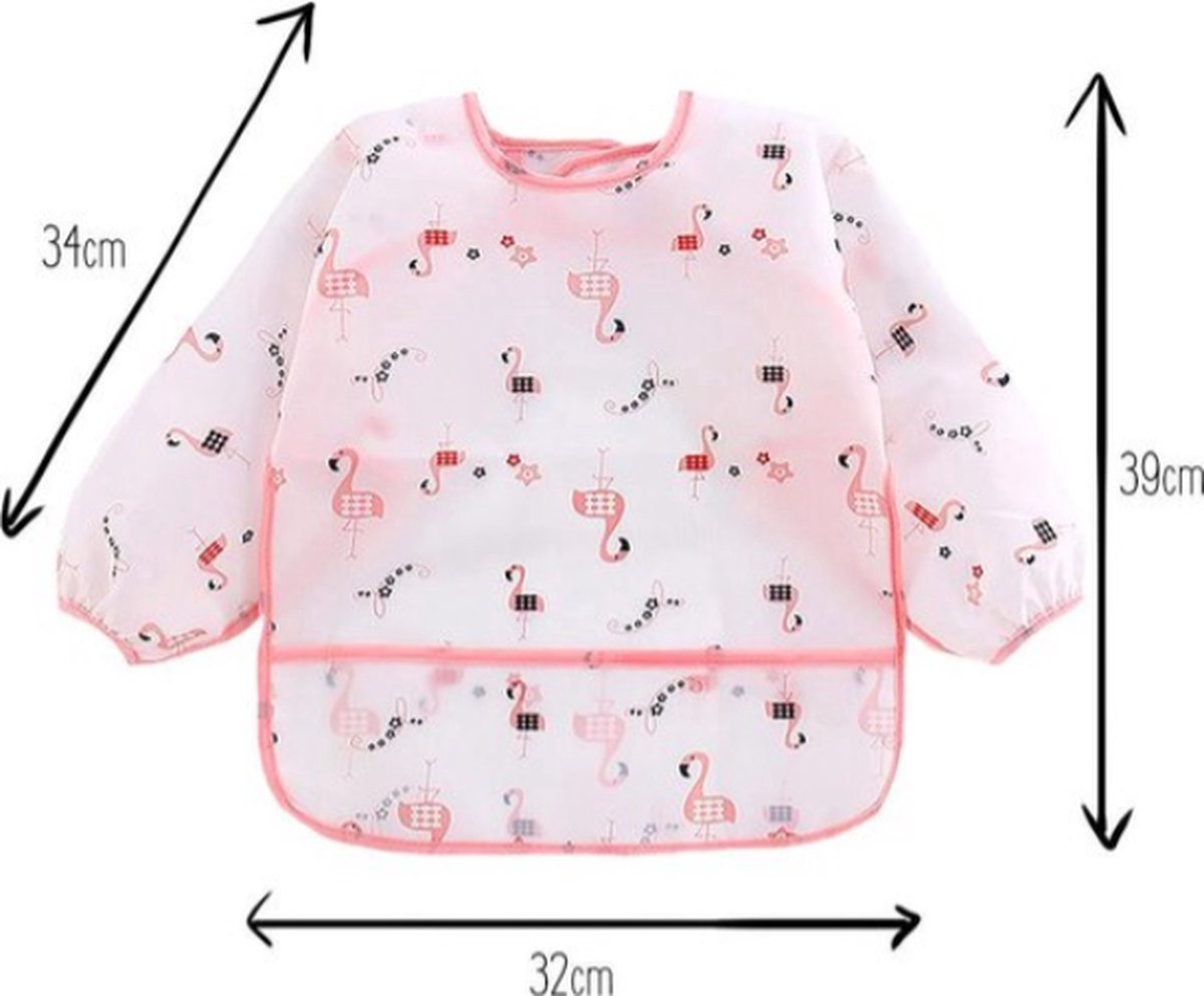 Akyol - Slabber – slabber flamingo – slabbertjes –baby knoeischort -knoeischort - babyschort – schort – kliederschort – knutselschort – flamingo – wit