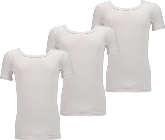 Apollo - Bamboe Jongens T-Shirt - Wit - Ronde Hals - Maat 158/164 - Kinderkleding - Jongens T-shirt - Bamboe T-shirt wit - T-shirt kinderen
