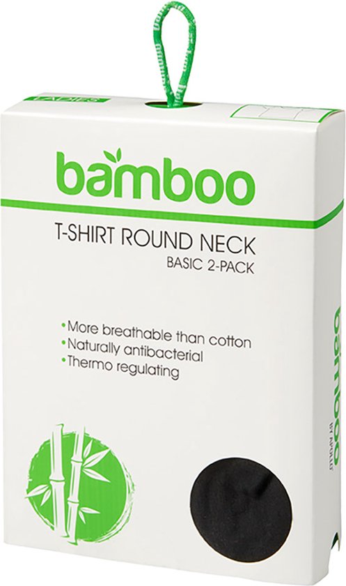 T-shirt Apollo Femme Bamboo Basic Col Rond Zwart L 2 pièces