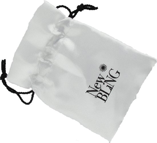 New Bling 9NB-1138-52 Ring en Argent avec Pierre Zircone - Blauw Clair - 8x10mm - Rectangle - Taille 52 - Rhodium - Argent