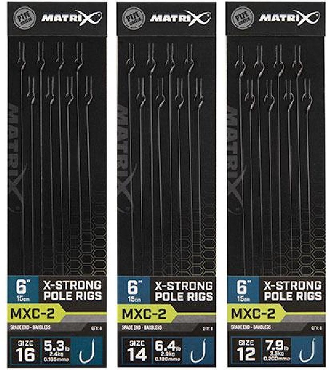 Matrix Onderlijn MXC-2 X-Strong Pole Rigs 6” (15cm) Spade End - Barbless - Maat : Haak 12