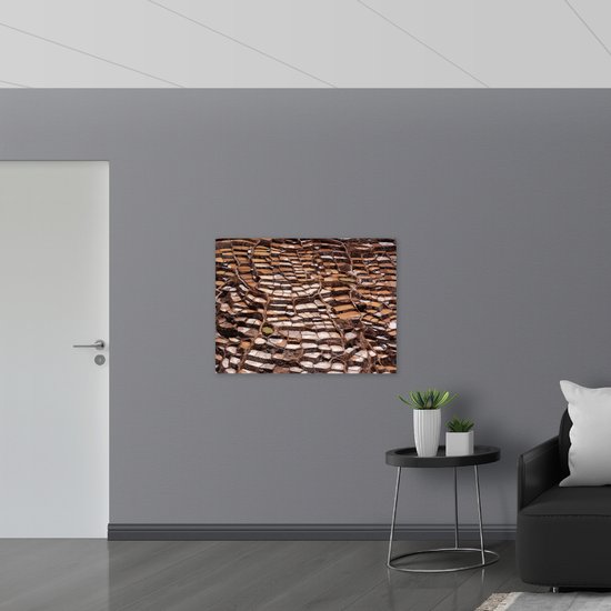 WallClassics - Bois - Marais salants de Maras dans les Andes du Pérou - 100x75 cm - 9 mm d'épaisseur - Photo sur bois (avec système de suspension)