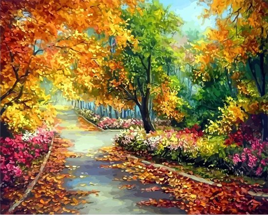 Foto: Diamond painting de luxe 40x50cm park in de herfst